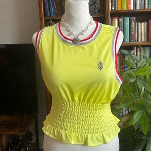 FP Movement by Free People Neon Yellow Sleeveless Shirred Waist Crop Tank